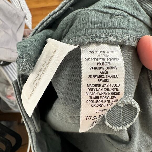 NWT Loft Slate Gray Gold Button Fly Frayed Hem Pant Jean Front Stitch Seams 00 - Picture 9 of 12